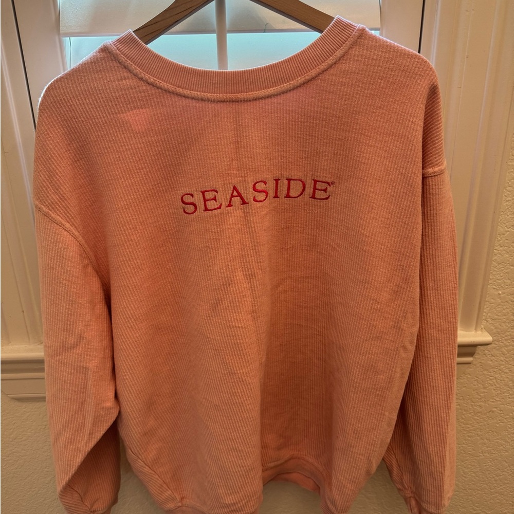 Pink Seaside Sweatshirt Women’s Size Medium Ribbed